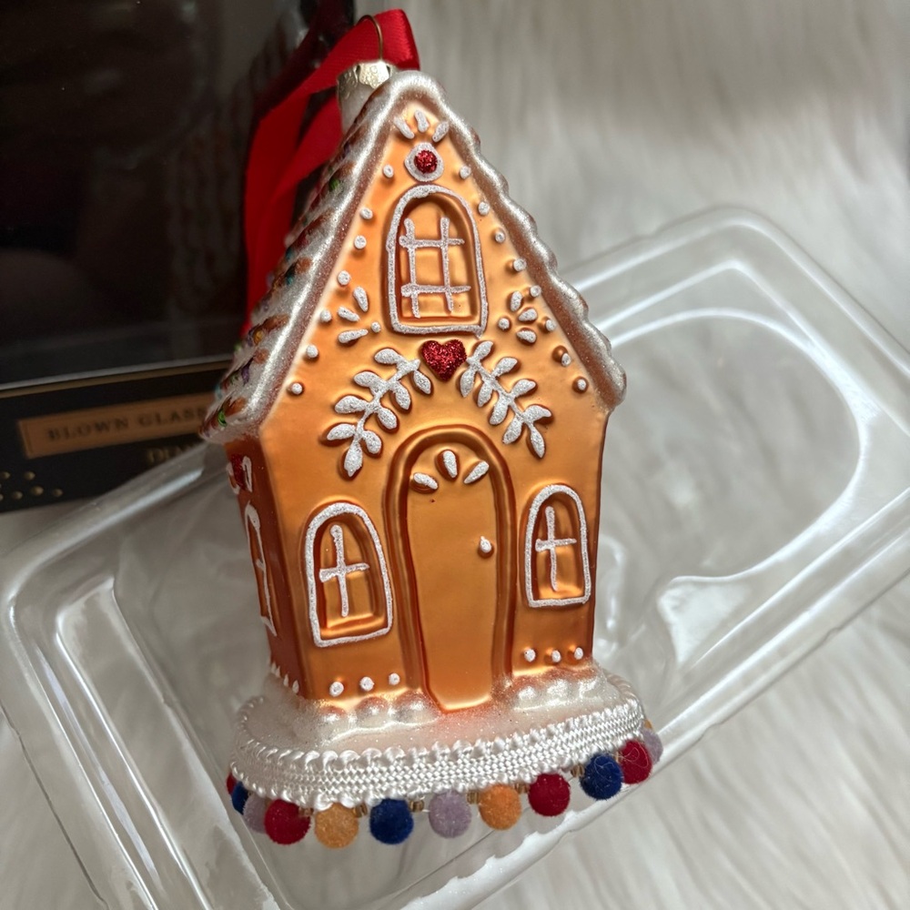 Demdaco Glittery Sweet Gingerbread House Ornament in Box